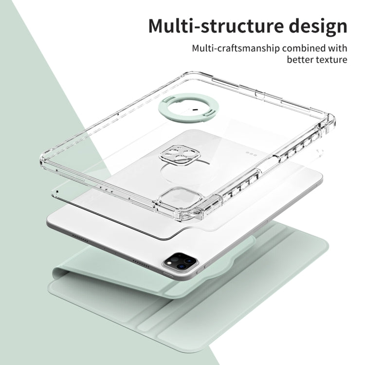 For iPad Pro 11 2024 360 Rotation Detachable Clear Acrylic Leather Tablet Case(Light Green) - iPad Pro 11 2024 Cases by PMC TechLife | Online Shopping South Africa | PMC TechLife | Buy Now Pay Later Mobicred