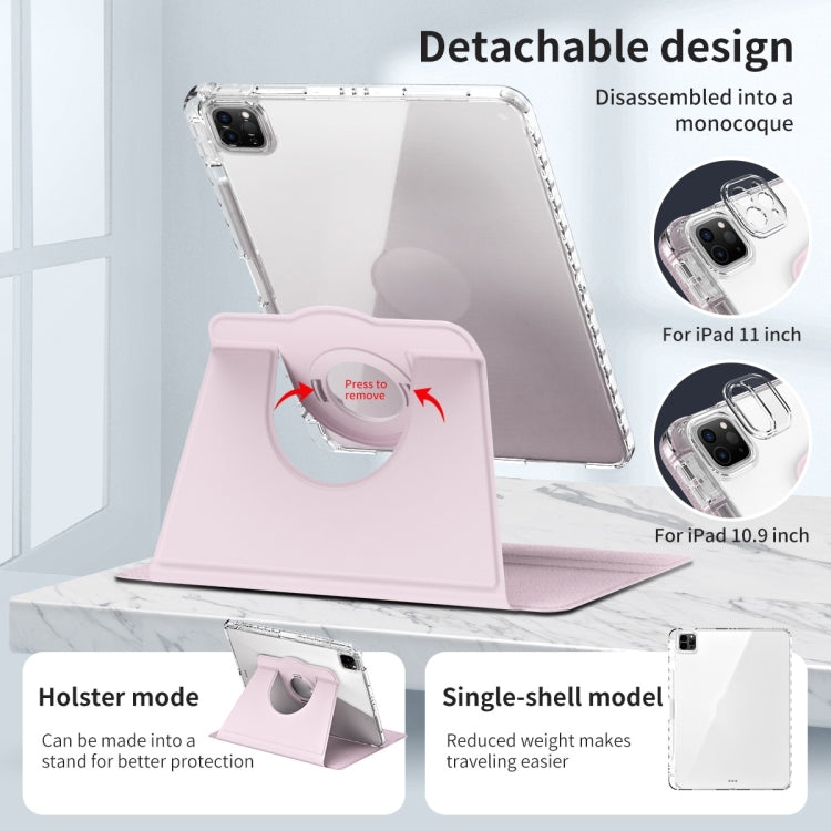 For iPad Pro 13 2024 360 Rotation Detachable Clear Acrylic Leather Tablet Case(Pink)