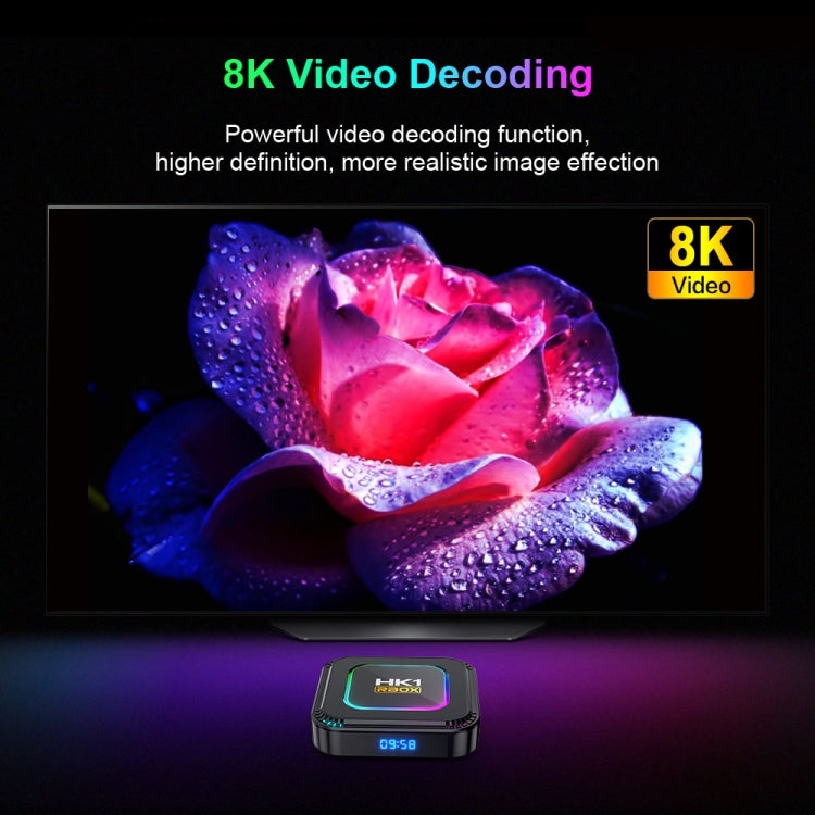 HK1 RBOX K8 8K Android 13.0 Smart TV Box with Remote Control, 4GB+64GB, RK3528 Quad-Core(AU Plug)