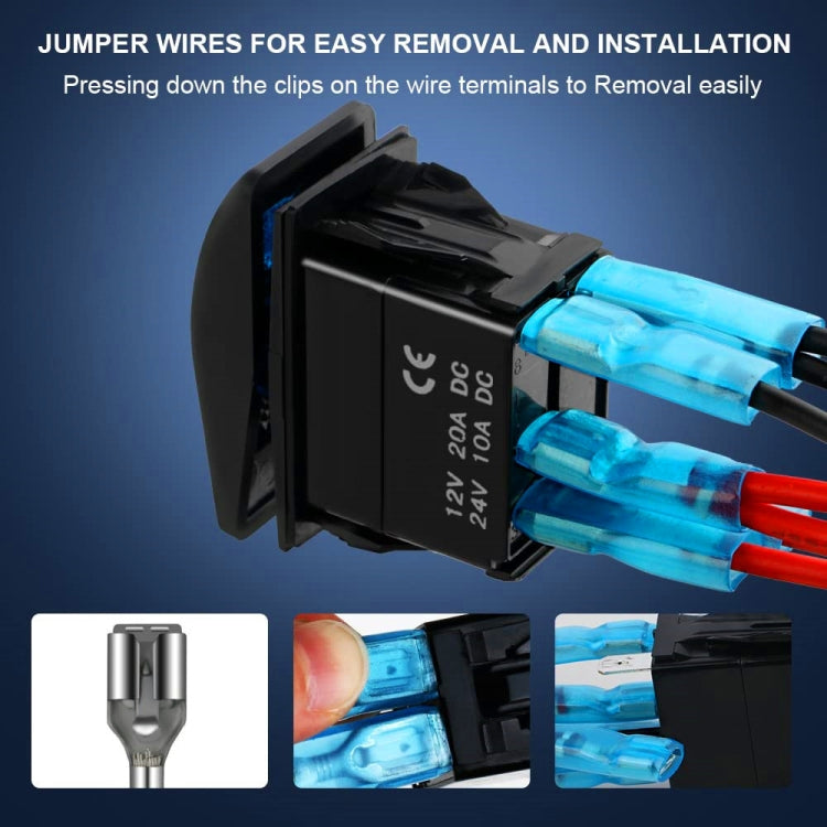 6pcs / Set Car Marine 5 Pin Rocker Switch Jumper Wire kit with Male & Female Terminals - DIY Cables by PMC TechLife | Online Shopping South Africa | PMC TechLife | Buy Now Pay Later Mobicred