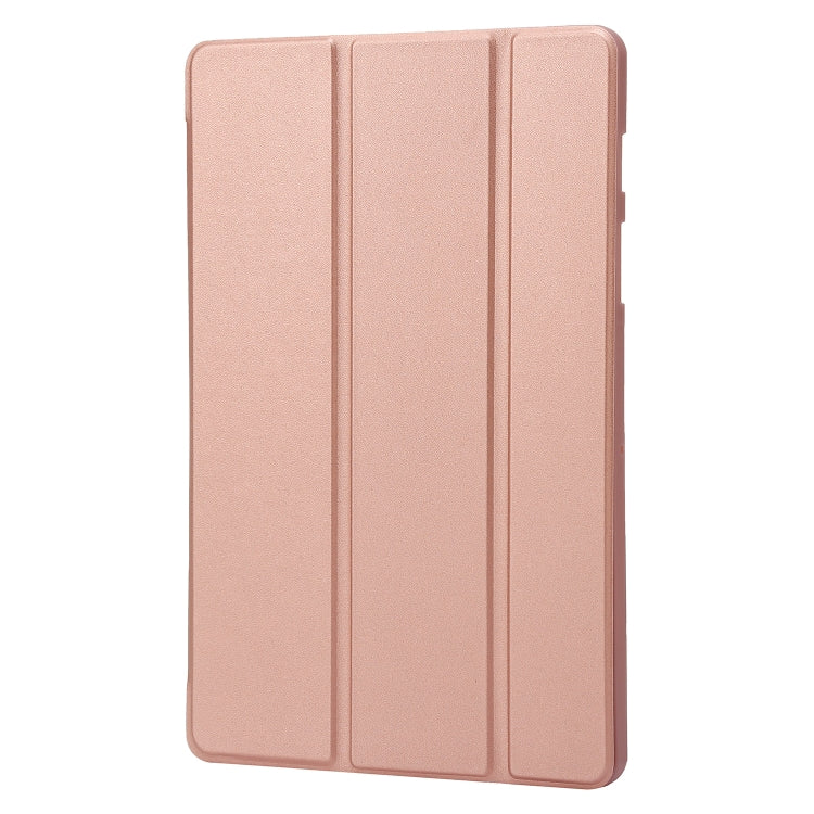 For Samsung Galaxy Tab S9 3-Fold Holder Silicone Leather Tablet Case(Rose Gold)
