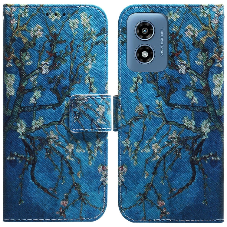 For Motorola Moto G Play 4G 2024 Coloured Drawing Flip Leather Phone Case(Apricot)