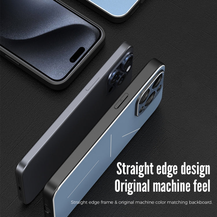 For iPhone 15 Plus R-JUST RJ52 3-Line Style Metal TPU Shockproof Phone Case(Blue)