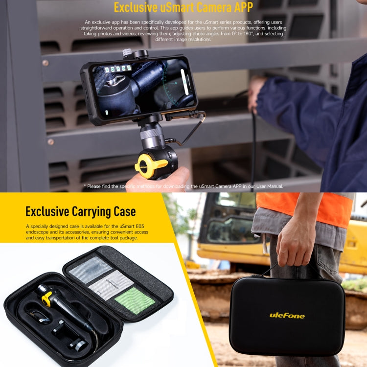 Ulefone uSmart E03 Rotatable Endoscope IP67 Waterproof for Armor 24 / 21 / 19 / 18T / 18T Ultra / Armor Pad(Black) - free shipping - PMC TechLife - Order now!