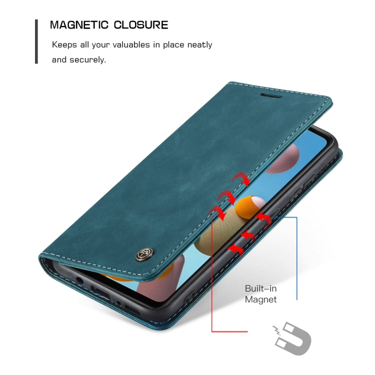 For Samsung Galaxy A21S CaseMe-013 Multifunctional Retro Frosted Horizontal Flip Leather Case with Card Slot & Holder & Wallet(Blue)