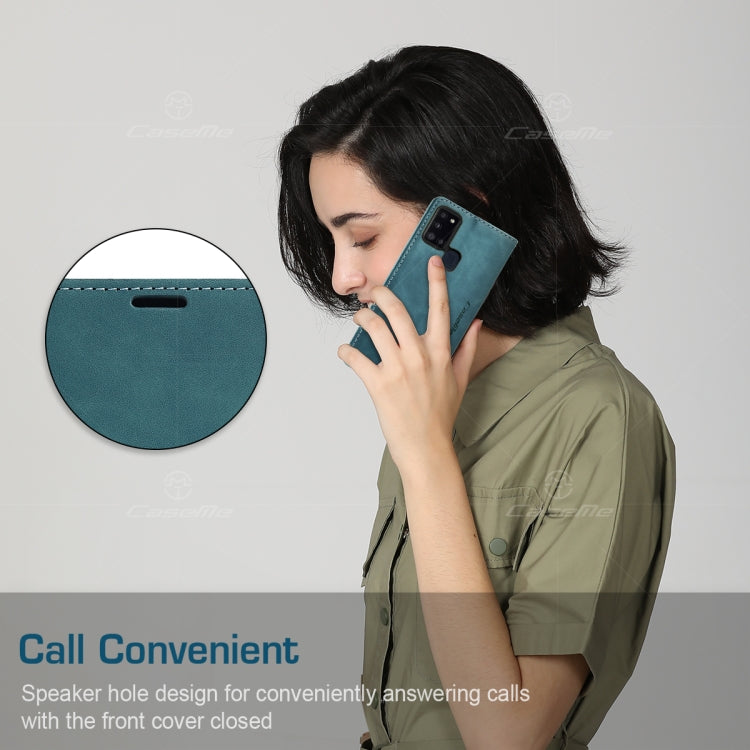 For Samsung Galaxy A21S CaseMe-013 Multifunctional Retro Frosted Horizontal Flip Leather Case with Card Slot & Holder & Wallet(Blue)
