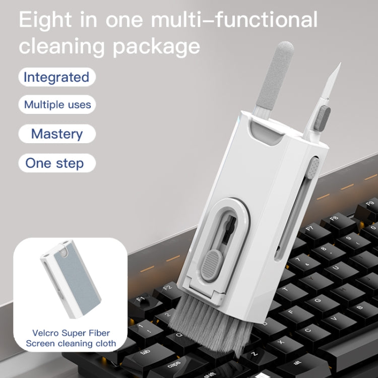 Q8 8 in 1 Multi-Function Headset Cleaning Pen Keyboard Mobile Phone Cleaner(White+Red)