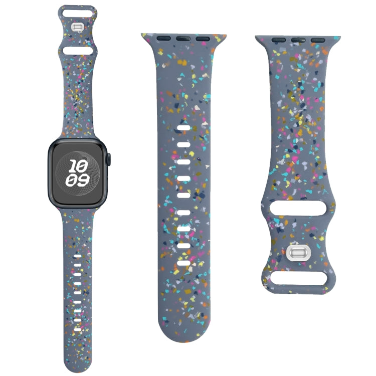 For Apple Watch Serie 3 42mm Floral Silicone Watch Band(Grey)