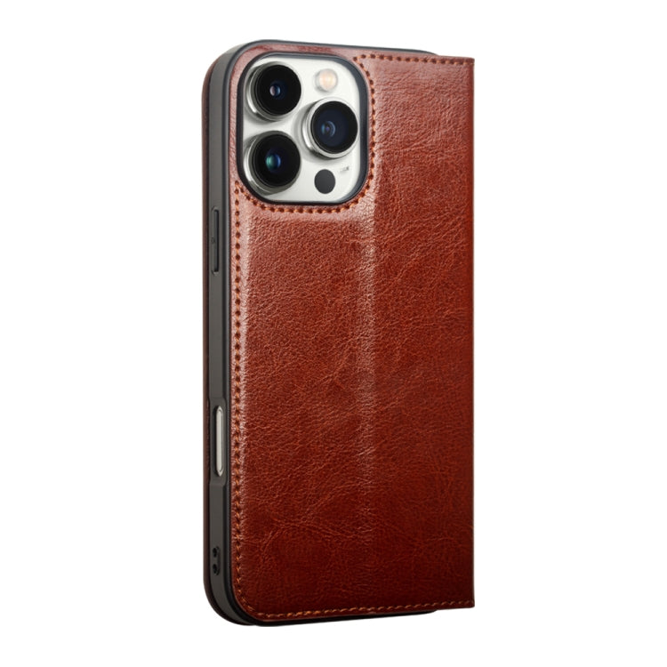 For iPhone 16 Pro Max QIALINO Classic Genuine Leather Phone Case(Brown)