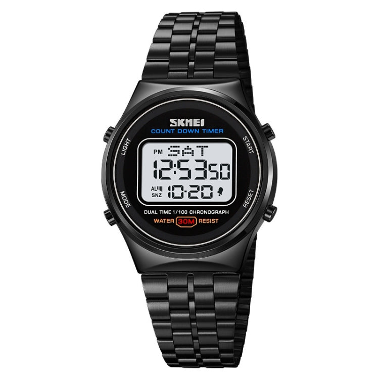 SKMEI 1882 Multifunctional Men 30M Water-resistant Luminous Stainless Steel Digital Wrist Watch(Black White)