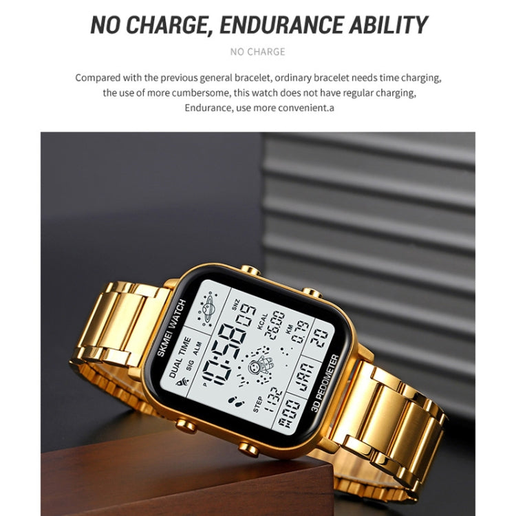 SKMEI 1888 Multifunctional Men 30M Water-resistant Sports Stainless Steel Digital Wrist Watch(Rose Gold)