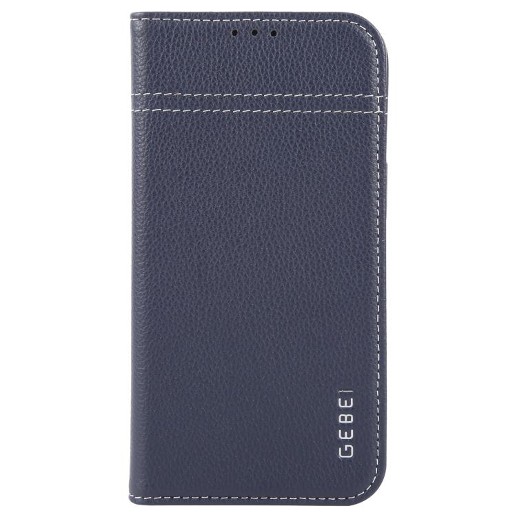 For iPhone 16e GEBEI Top-grain Horizontal Flip Leather Phone Case(Blue) - free shipping - PMC Jewellery - Order now!