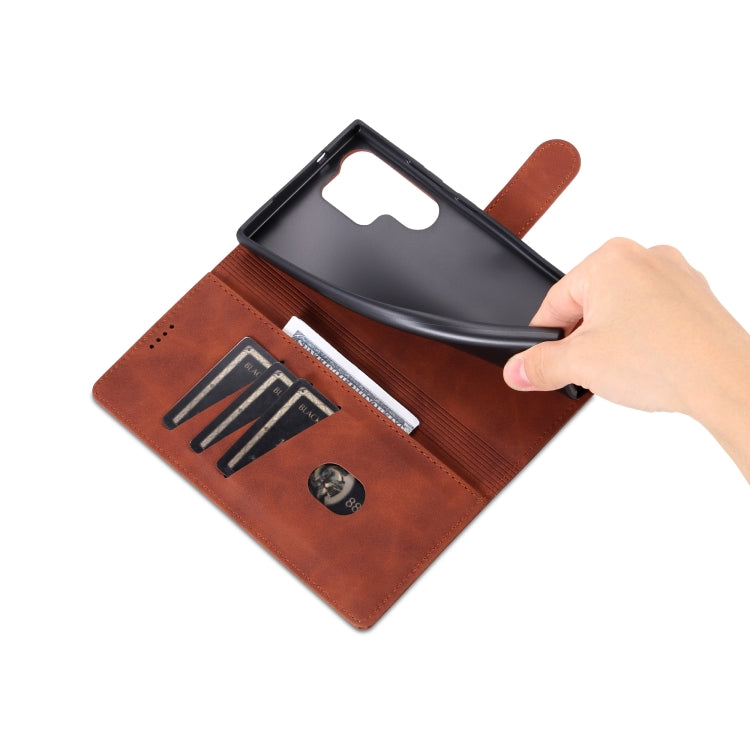 For Samsung Galaxy S24 Ultra 5G AZNS Skin Feel Calf Texture Flip Leather Phone Case(Brown)