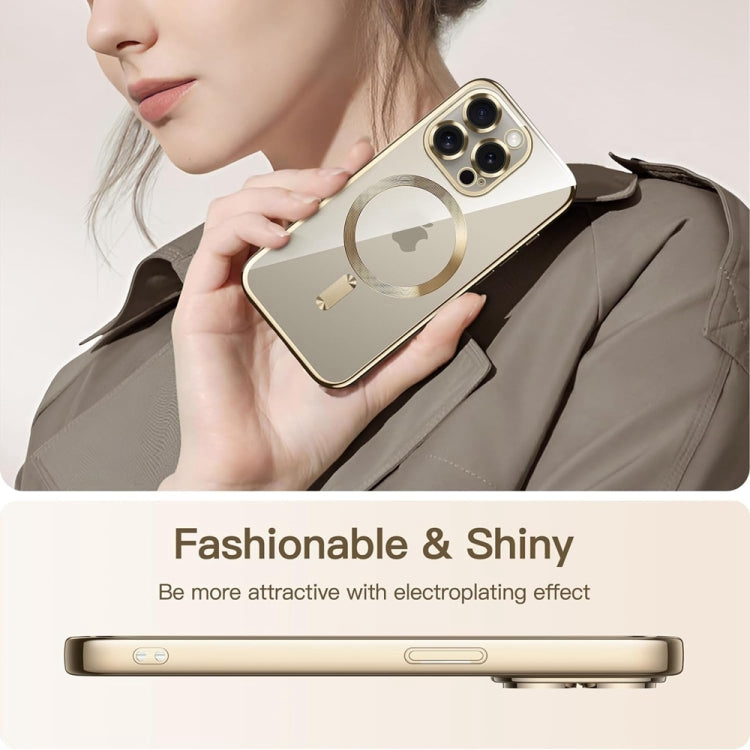For iPhone 14 Pro Max Magsafe Magnetic Transparent Electroplated TPU Phone Case(Gold) - iPhone 14 Pro Max Cases by PMC TechLife | Online Shopping South Africa | PMC TechLife