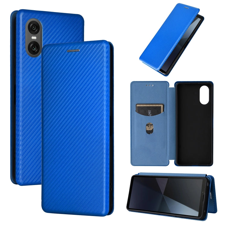 For Sony Xperia 10 VI 2024 Carbon Fiber Texture Flip Leather Phone Case(Blue)