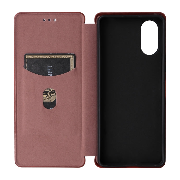 For Sony Xperia 10 VI 2024 Carbon Fiber Texture Flip Leather Phone Case(Brown)