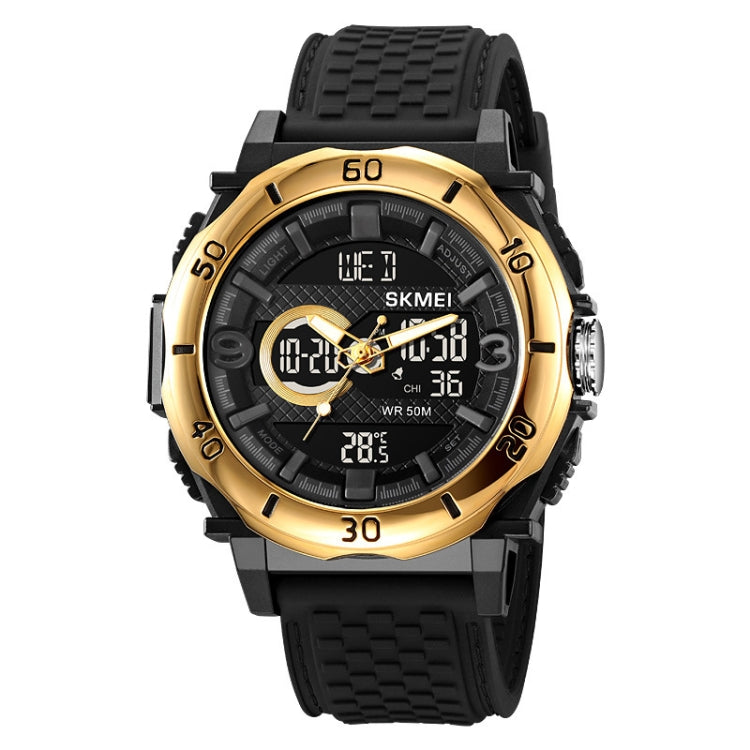 SKMEI 2098 Multifunctional Men 50M Water-resistant Thermometer Dual Display Digital Wrist Watch(Gold+Black)