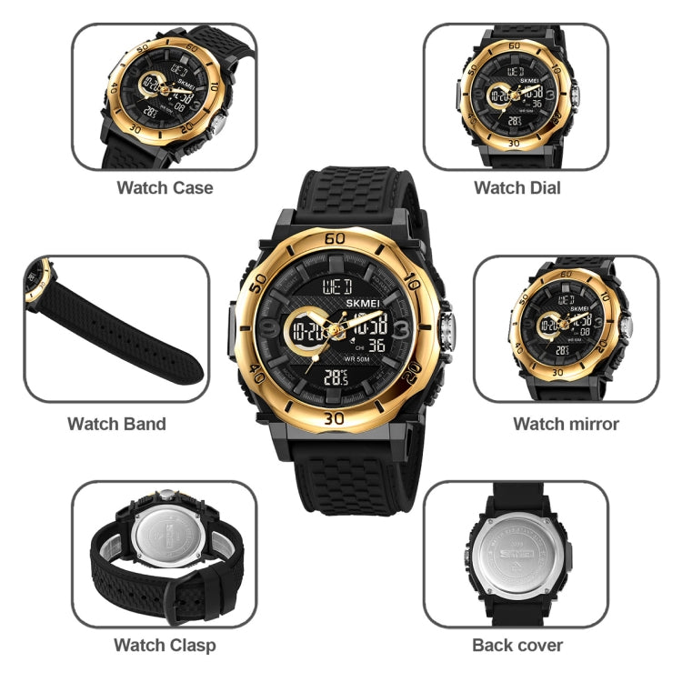 SKMEI 2098 Multifunctional Men 50M Water-resistant Thermometer Dual Display Digital Wrist Watch(Black)