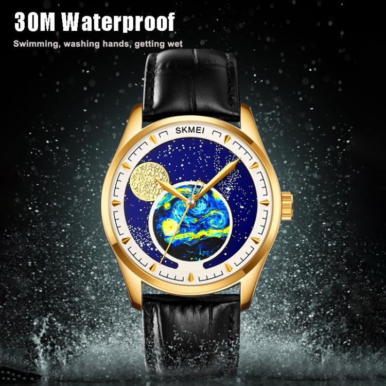 SKMEI 2115 Multifunctional Men Outdoor 30M Water-resistant Moon Phase Quartz Watch(Silver)