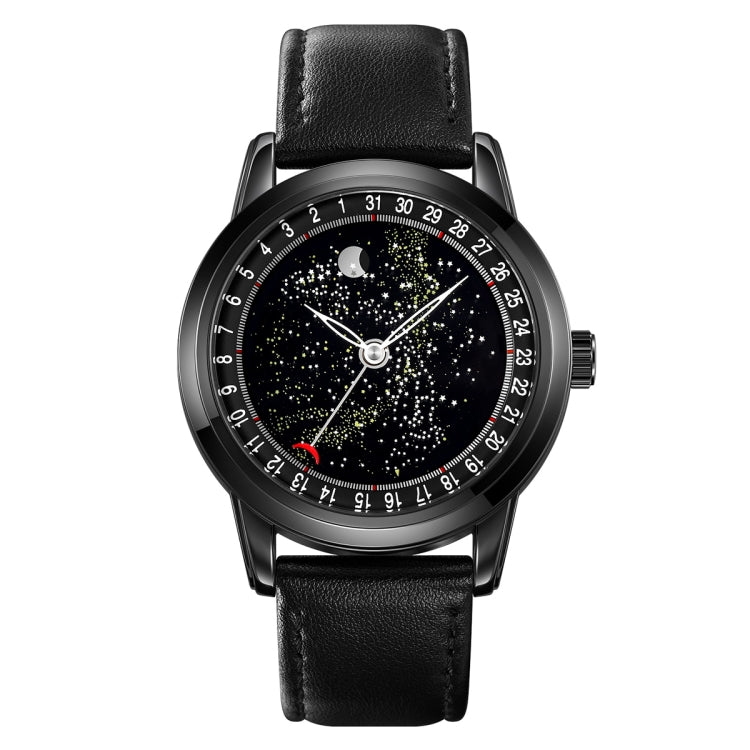 SKMEI 2116 Multifunctional Men 30M Water-resistant Fashion Casual Quartz Watch(Black Leather)