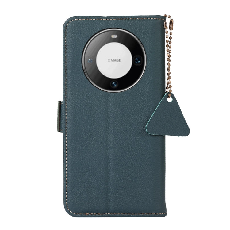 For Huawei Mate 60 Side-Magnetic TJ Genuine Leather RFID Phone Case(Green)