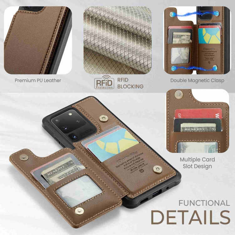 For Samsung Galaxy S20 Ultra CaseMe C22 Card Slots Holder RFID Anti-theft Phone Case(Brown)