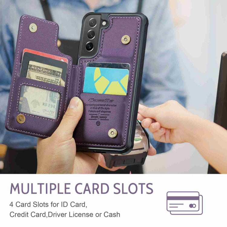 For Samsung Galaxy S21 FE 5G CaseMe C22 Card Slots Holder RFID Anti-theft Phone Case(Purple) - free shipping - PMC Jewellery - Order now!