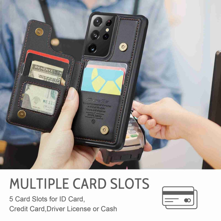 For Samsung Galaxy S21 Ultra 5G CaseMe C22 Card Slots Holder RFID Anti-theft Phone Case(Black) - free shipping - PMC Jewellery - Order now!