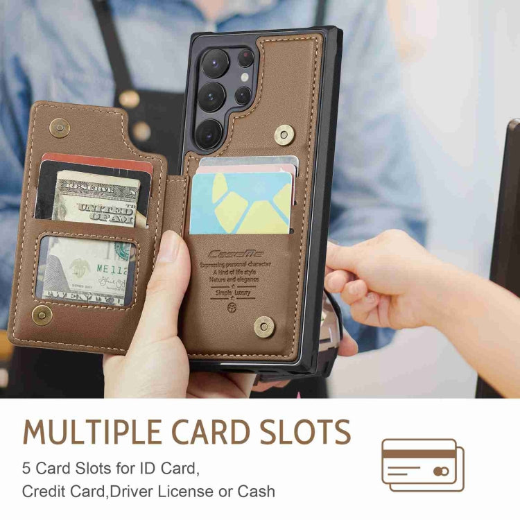 For Samsung Galaxy S22 Ultra 5G CaseMe C22 Card Slots Holder RFID Anti-theft Phone Case(Brown) - free shipping - PMC Jewellery - Order now!