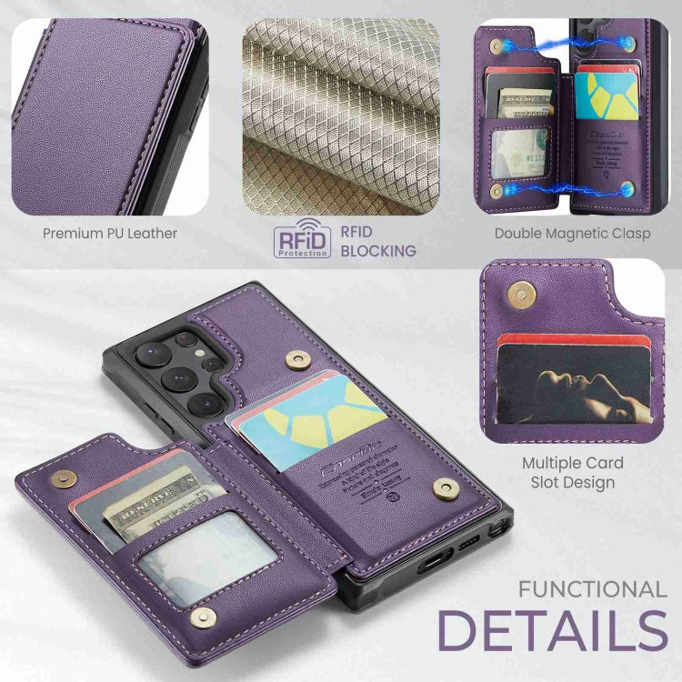 For Samsung Galaxy S22 Ultra 5G CaseMe C22 Card Slots Holder RFID Anti-theft Phone Case(Purple)
