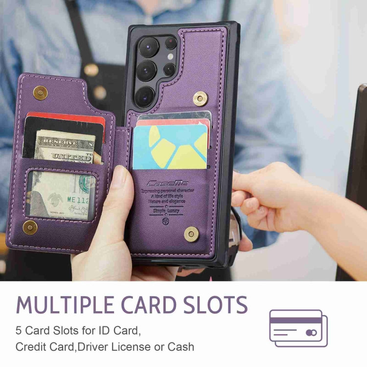 For Samsung Galaxy S22 Ultra 5G CaseMe C22 Card Slots Holder RFID Anti-theft Phone Case(Purple)