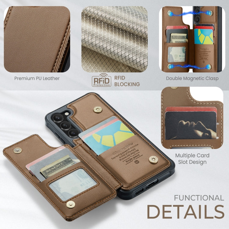For Samsung Galaxy S23+ 5G CaseMe C22 Card Slots Holder RFID Anti-theft Phone Case(Brown)