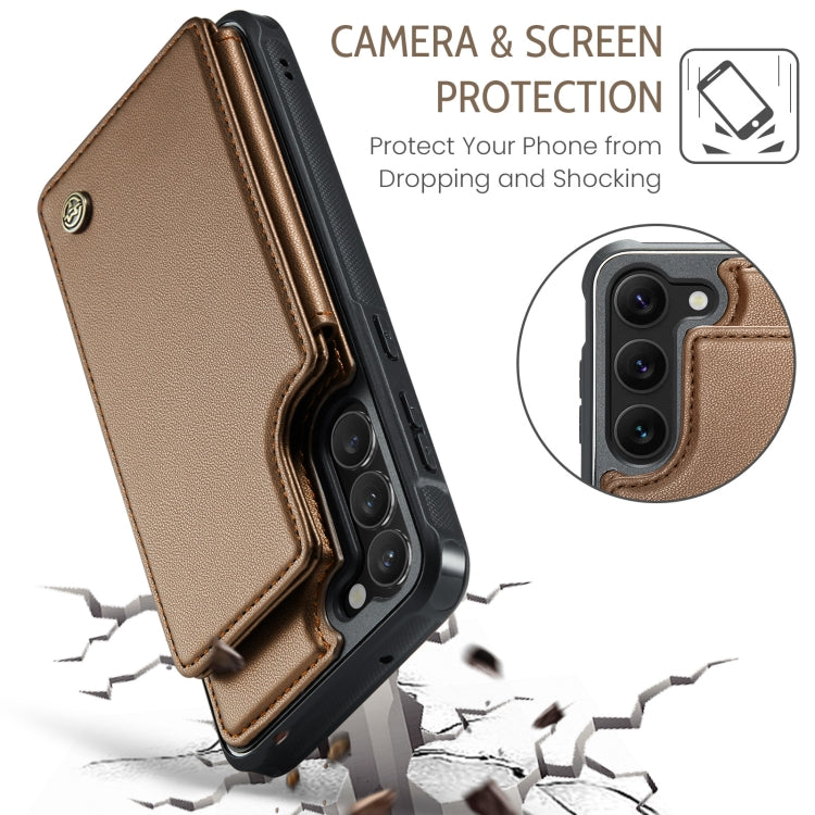 For Samsung Galaxy S23+ 5G CaseMe C22 Card Slots Holder RFID Anti-theft Phone Case(Brown)