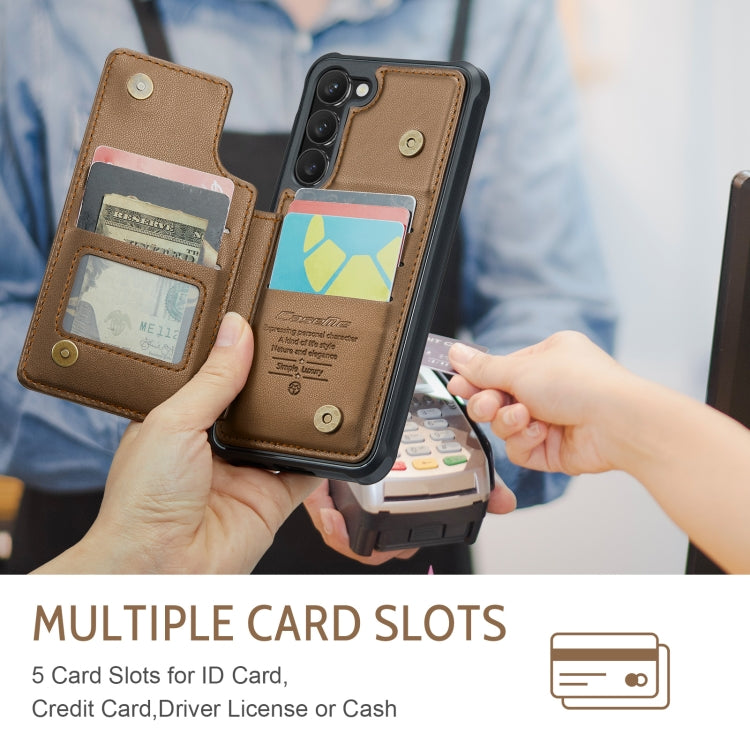 For Samsung Galaxy S23+ 5G CaseMe C22 Card Slots Holder RFID Anti-theft Phone Case(Brown)