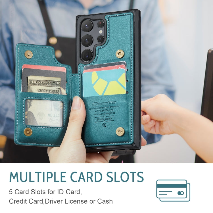 For Samsung Galaxy S23 Ultra 5G CaseMe C22 Card Slots Holder RFID Anti-theft Phone Case(Blue Green)