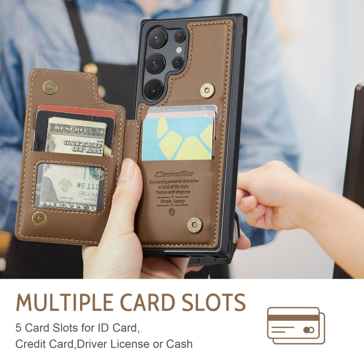 For Samsung Galaxy S23 Ultra 5G CaseMe C22 Card Slots Holder RFID Anti-theft Phone Case(Brown) - Galaxy S23 Ultra 5G Cases by CaseMe | Online Shopping South Africa | PMC Jewellery | Buy Now Pay Later Mobicred