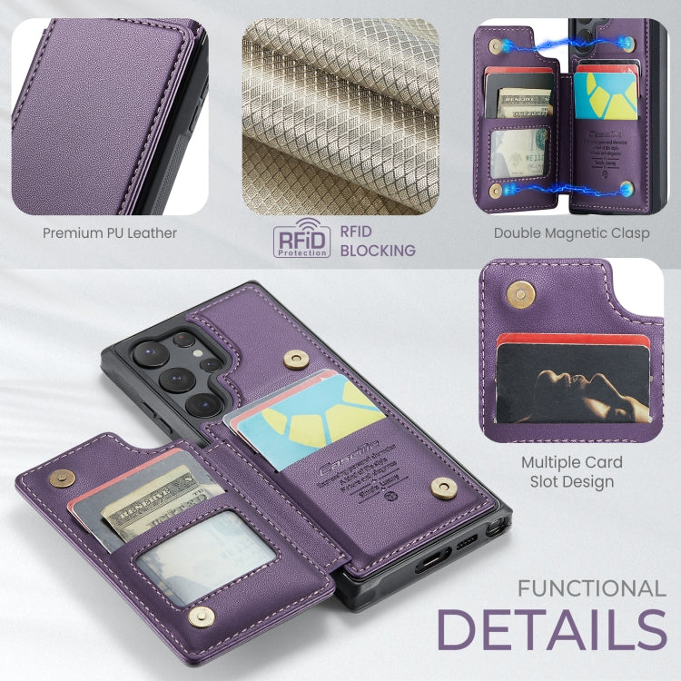 For Samsung Galaxy S23 Ultra 5G CaseMe C22 Card Slots Holder RFID Anti-theft Phone Case(Purple)