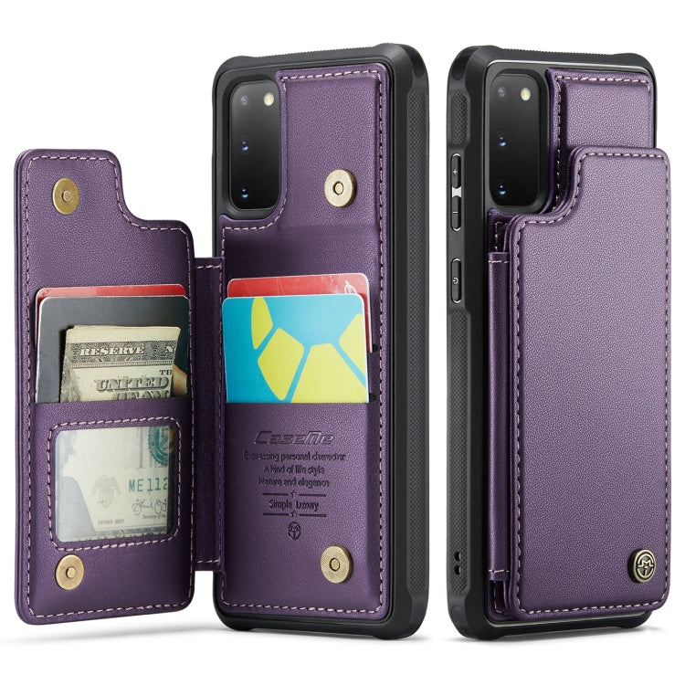 For Samsung Galaxy S20 CaseMe C22 Card Slots Holder RFID Anti-theft Phone Case(Purple)