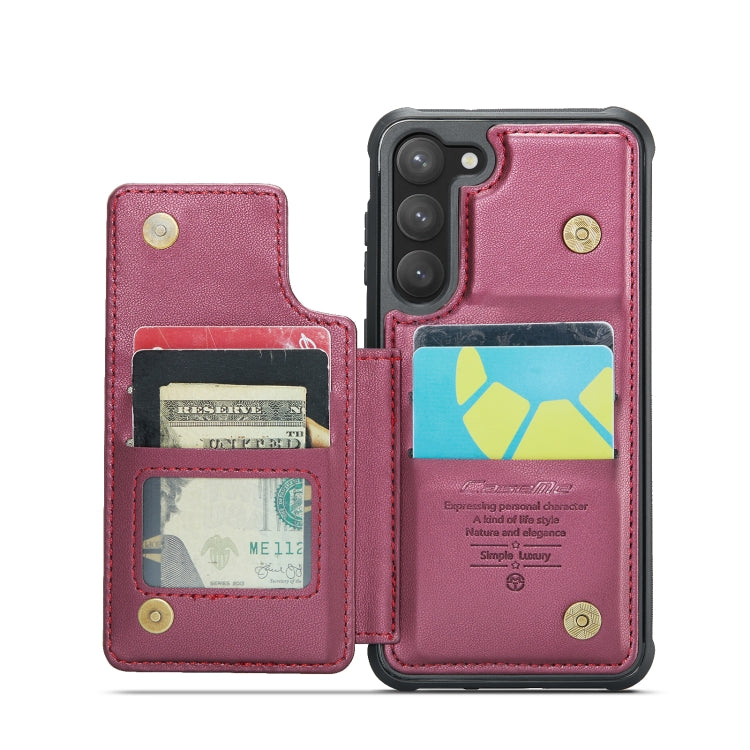 For Samsung Galaxy S23 5G CaseMe C22 Card Slots Holder RFID Anti-theft Phone Case(Wine Red)