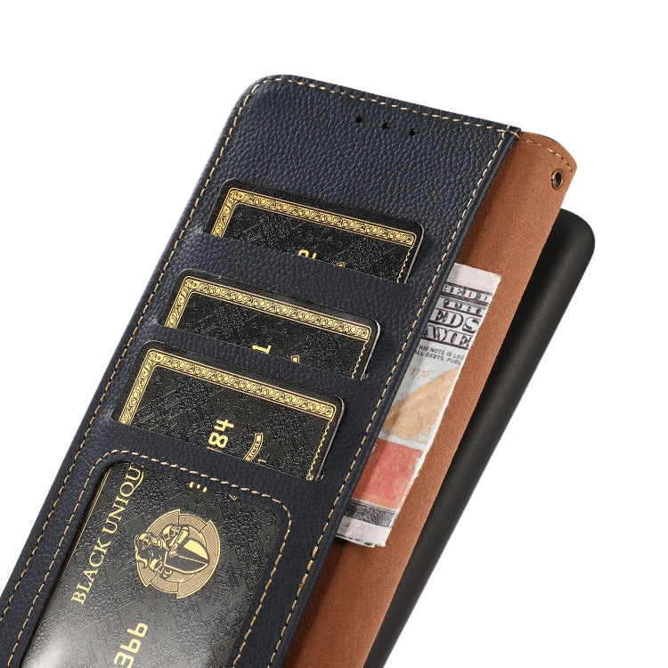 For Huawei Mate 60 KHAZNEH Custer Genuine Leather RFID Phone Case(Blue)