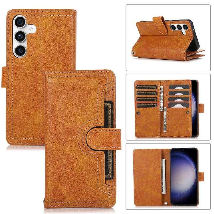 For Samsung Galaxy S24 5G Wristband Card Slot Leather Phone Case(Brown)