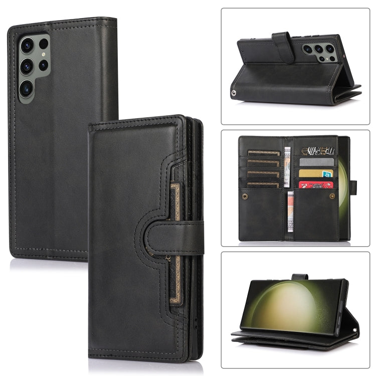 For Samsung Galaxy S24 Ultra 5G Wristband Card Slot Leather Phone Case(Black)