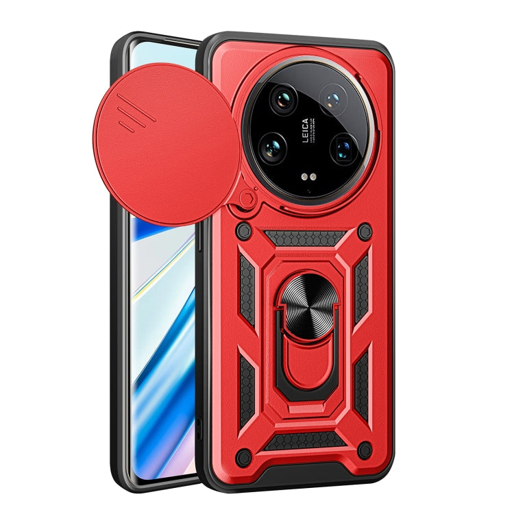 For Xiaomi 14 Ultra Sliding Camera Cover Design TPU Hybrid PC Phone Case(Red)