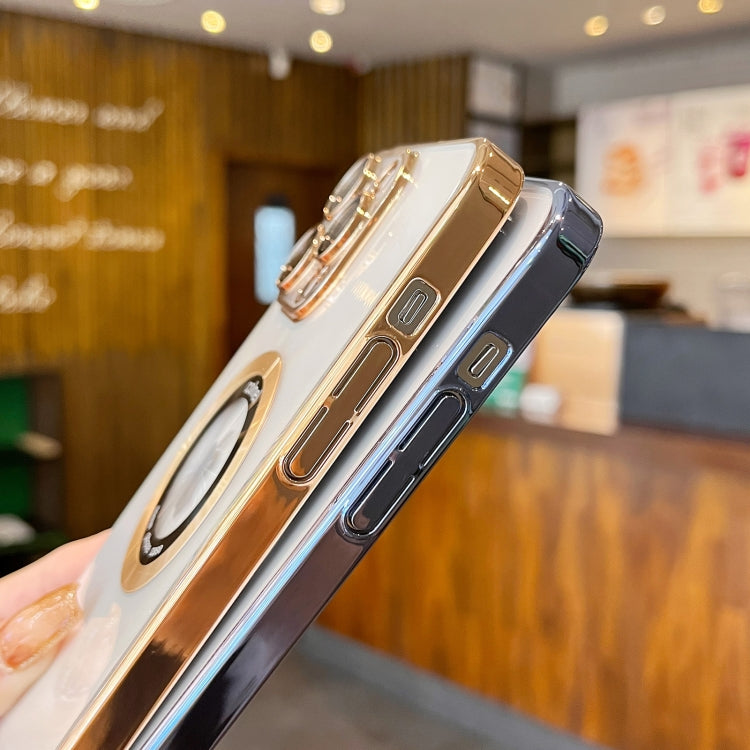 For iPhone 12 Pro Transparent Electroplated PC MagSafe Phone Case(Black) - iPhone 12 / 12 Pro Cases by PMC TechLife | Online Shopping South Africa | PMC TechLife