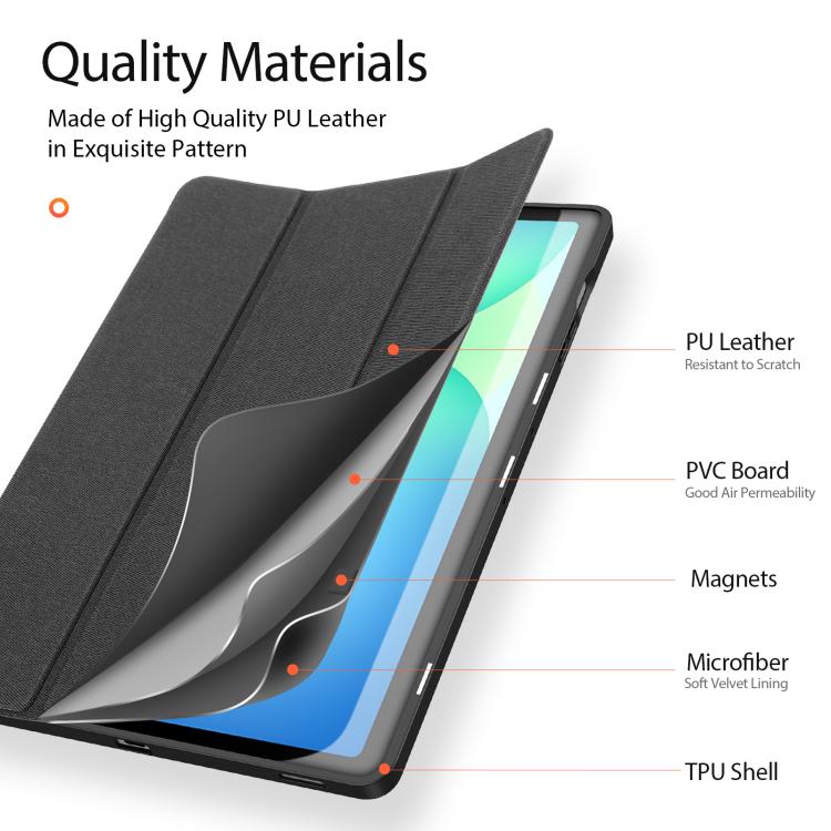 For Samsung Galaxy Tab S10 FE+ DUX DUCIS Domo Series Magnetic Flip Leather Tablet Case(Black)