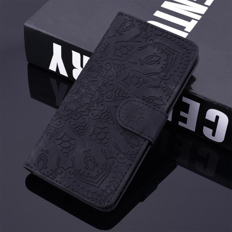 For iPhone 16e Mandala Embossed Dual-Fold Calf Leather Phone Case(Black) - free shipping - PMC TechLife - Order now!