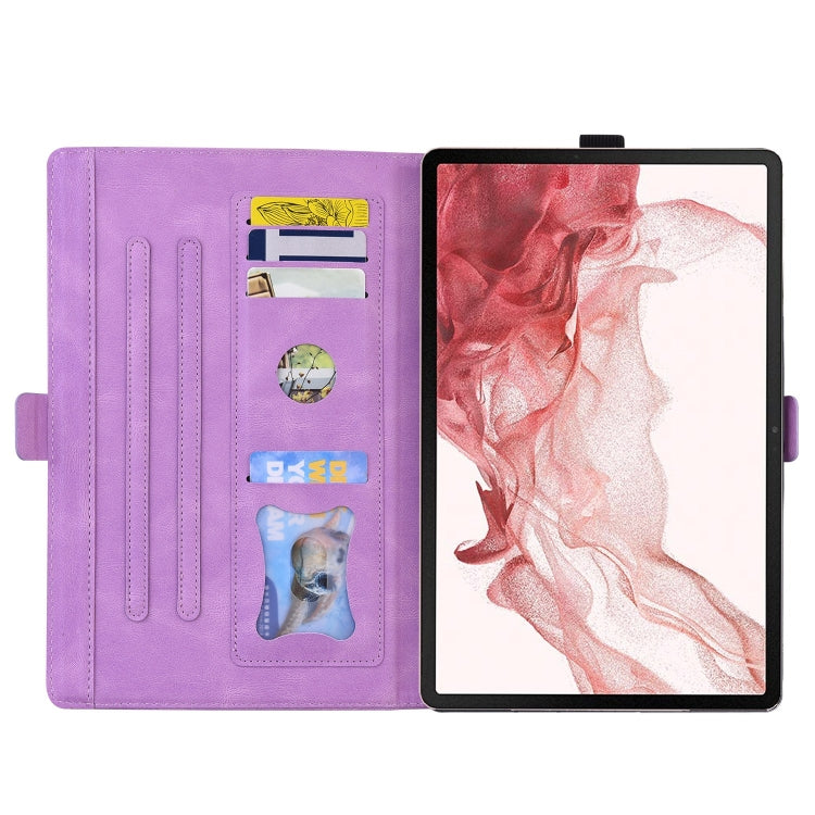 For Samsung Galaxy Tab S9 FE Love Butterfly Embossed Leather Tablet Case(Purple)