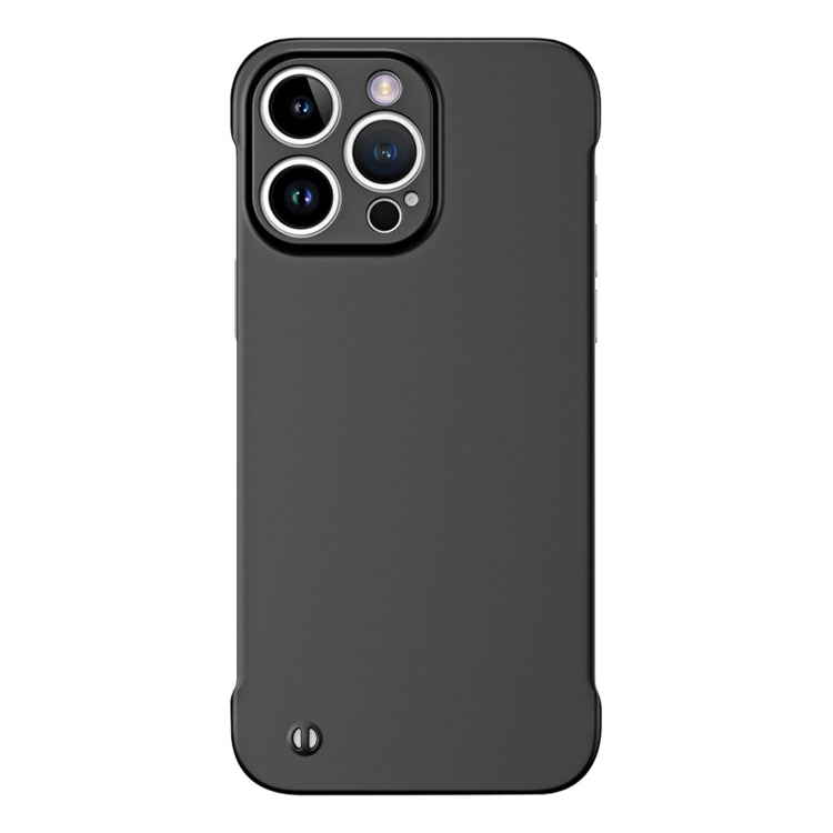 For iPhone 15 Pro Frameless Metallic Paint Hybrid PC Phone Case(Matte Black)