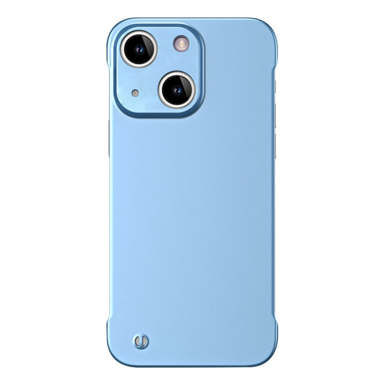 For iPhone 15 Plus Frameless Metallic Paint Hybrid PC Phone Case(Sierra Blue)