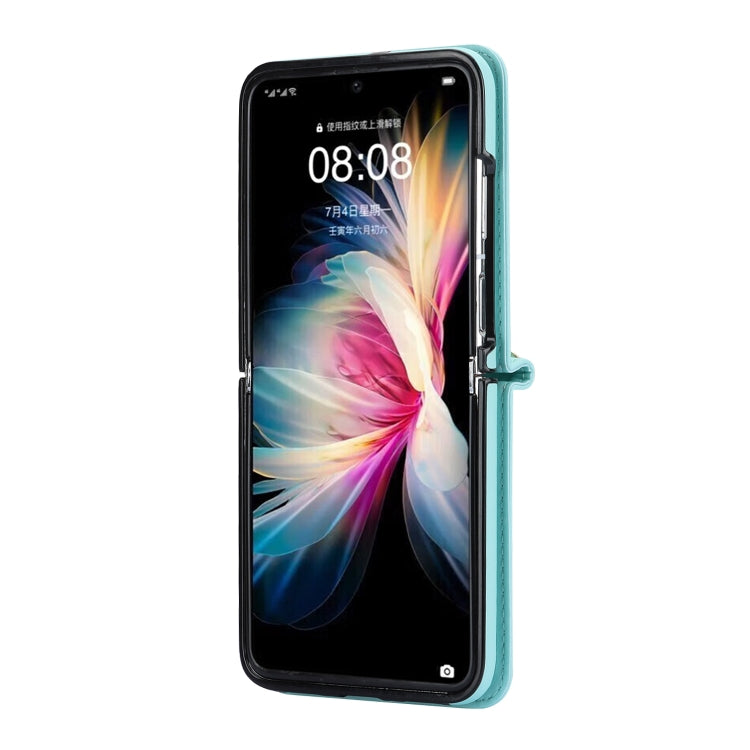 For Huawei P50 Pocket Rhombic Texture Card Bag Phone Case with Dual Lanyard(Green)